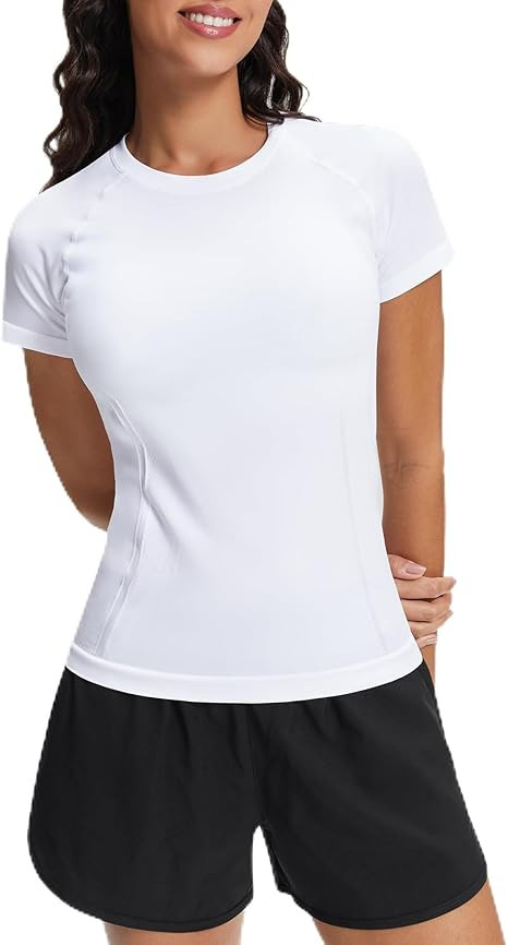 Stelle Women Seamless Workout Shirts Short Sleeve Athletic Top Yoga Gym Running T-Shirts | Amazon (US)