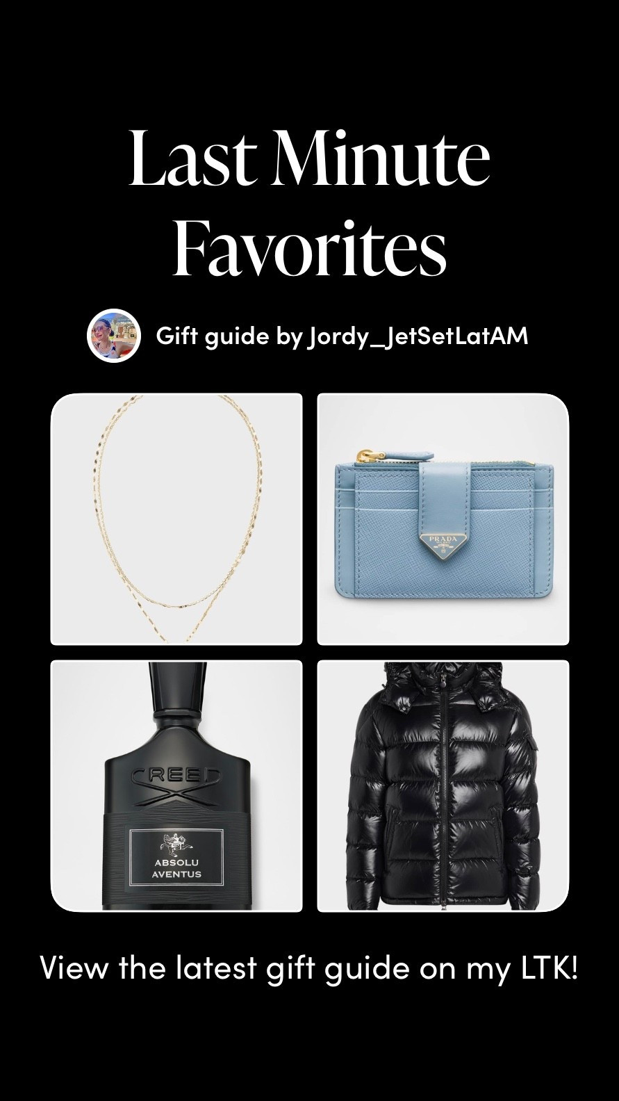 Chic last-minute favorites—luxury essentials for effortless gifting, curated for every style.

Your curated guide to last-minute luxury—elevated essentials that feel thoughtful, timeless, and ready to gift. From polished gold layers to iconic fragrance and winter staples, these pieces deliver instant sophistication without the rush.
Discover the full list on my LTK and finish your gifting with style and ease.

#LTKGiftGuide #LTKHoliday #LTKCyberWeek