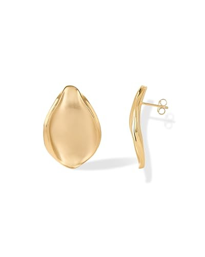 PAVOI 14K Yellow Gold Plated Teardrop Brushed and Textured Stud Earrings for Women | Statement Earring Pair | Amazon (US)