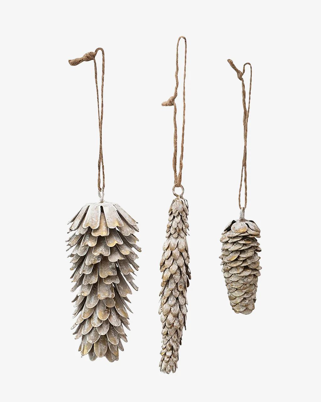 Whitewashed Pinecone Ornaments (Set of 3) | McGee & Co.