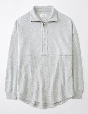 AE Oversized Quarter Zip Sweatshirt | American Eagle Outfitters (US & CA)