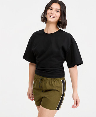 Women's Cotton Elbow-Sleeve Sculpted T-Shirt | Macy's