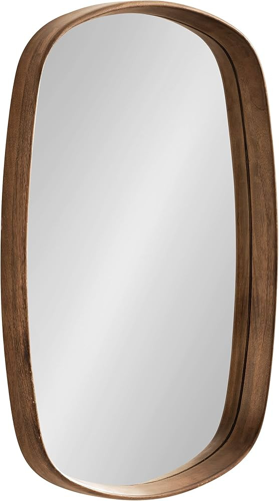 Kate and Laurel Prema Soft Round Rectangle Modern Wall Mirror; Walnut Brown; 20 x 30; Framed Roun... | Amazon (US)