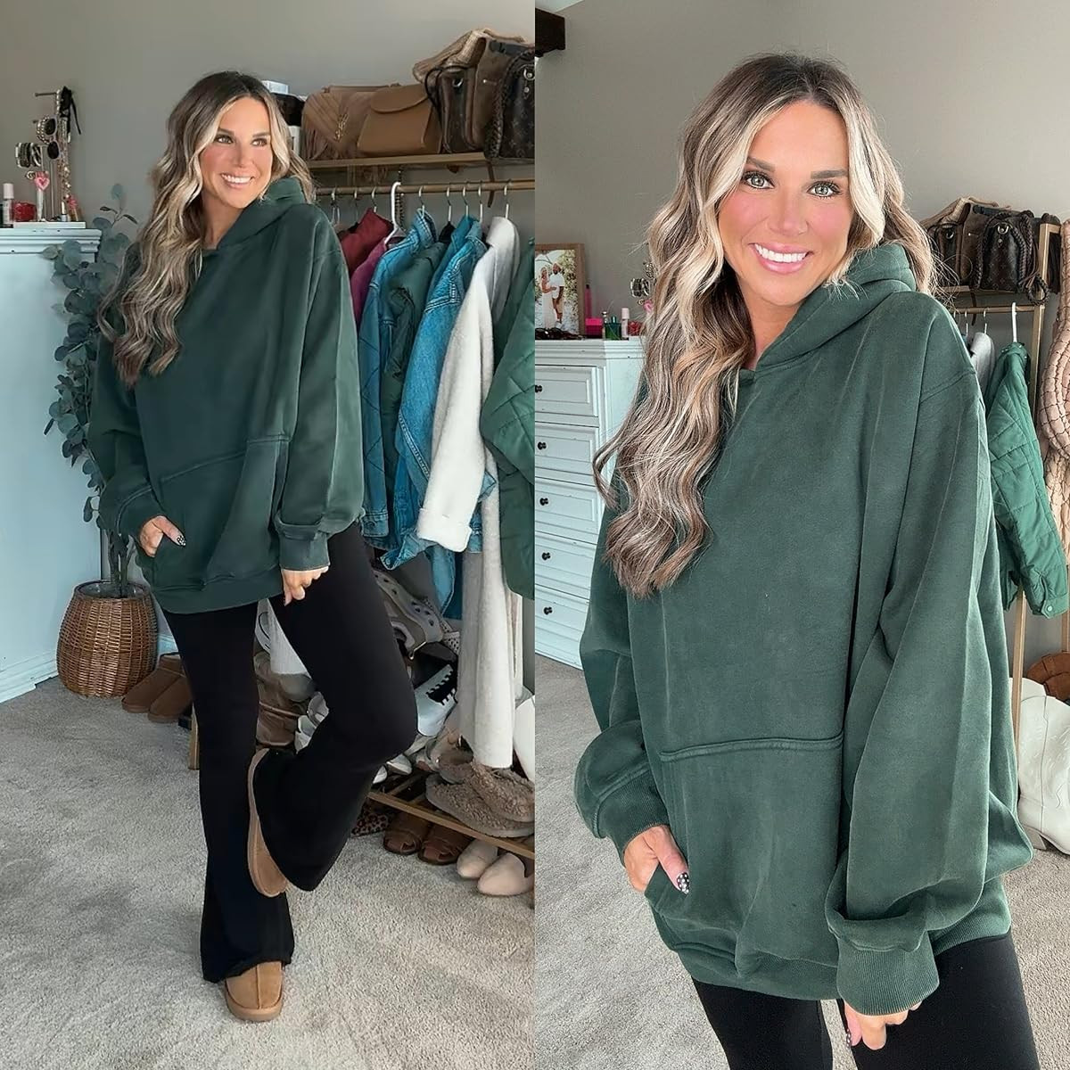 Adding these cozy slippers to my closet. Perfect for lounging around the house. Also, my go-to comfy leggings are perfect for yoga or just relaxing at home. Snug and stylish! I’m 5’6 139lbs size small leggings, medium hoodie  

 #LTKootd #LTKmomlife #LTKStyleTip