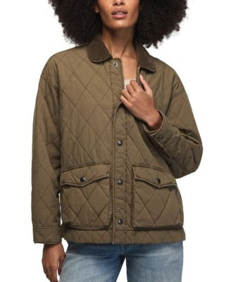 Lucky Brand Women's Short Corduroy Quilted Jacket - Burnt Olive | Macy's