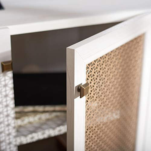 Safavieh Home Collection Piran White and Gold 4-Door 2-Shelf Media (65-inch Flat Screen) TV Stand | Amazon (US)