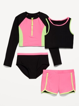 Zip Rashguard Swim 4-Piece for Girls | Old Navy (US)