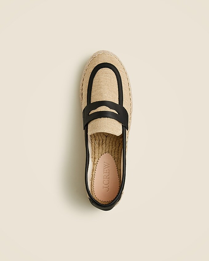 Made-in-Spain loafer espadrilles in linen blend and leather | J. Crew US