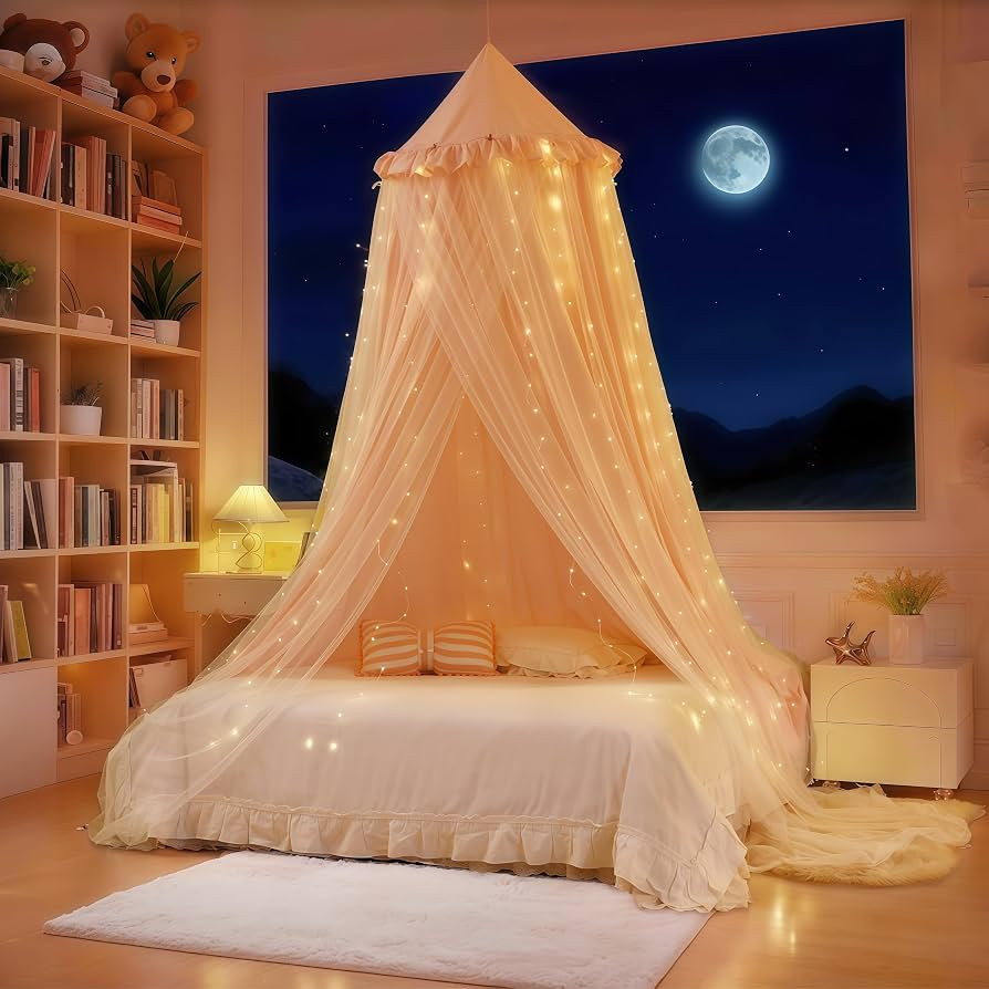 Princess Bed Canopy for Girls, Double Layer Canopy Fits Twin/Full Bed - Fairy Bed Tent for Kids R... | Amazon (US)