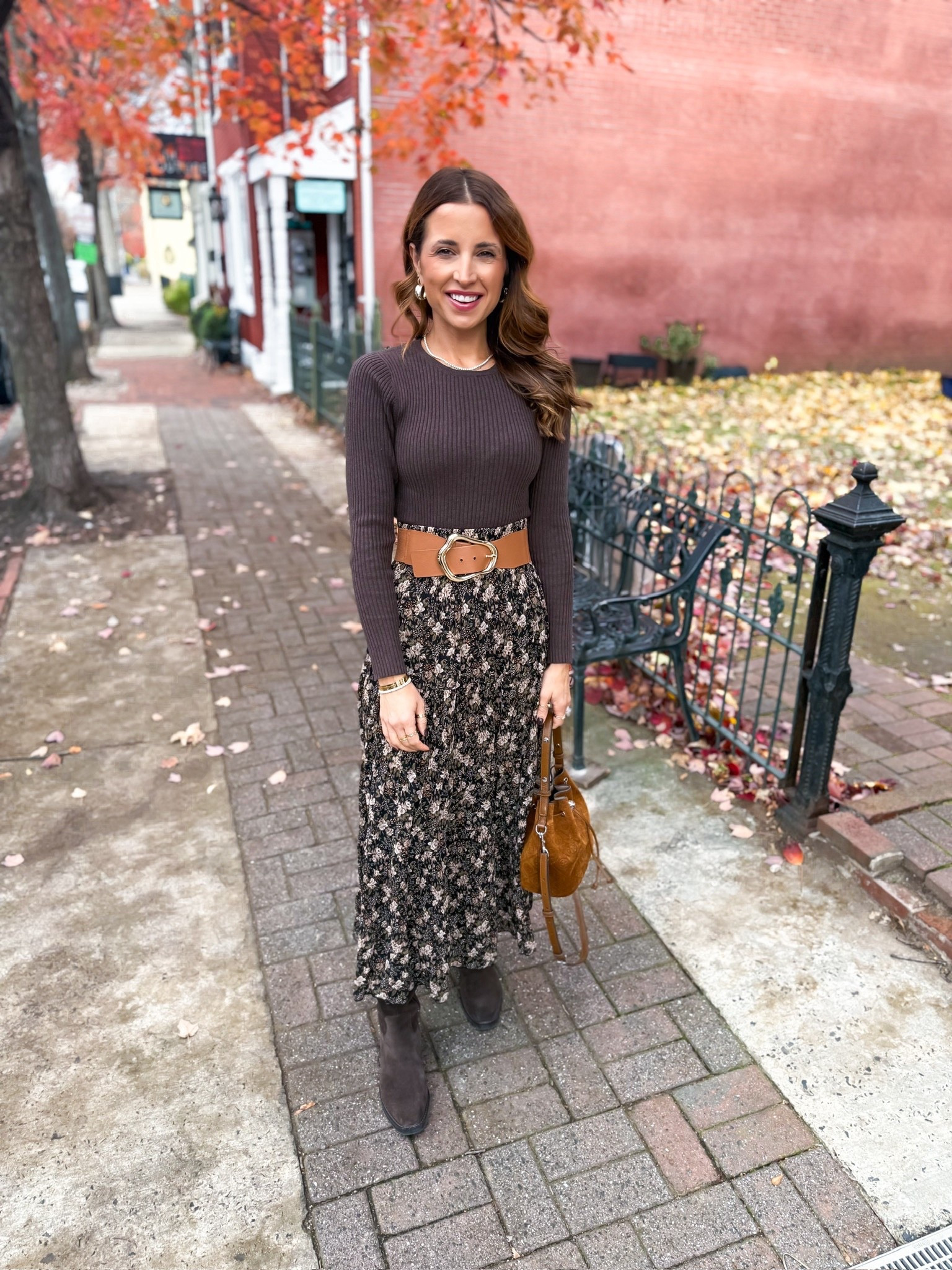 Today’s fall outfit of the day. Amazon floral maxi skirt in small. Amazon belt. Chocolate brown sweater top in XS petite. Love these waterproof knee high boots - so comfy! I went up half a size to make room for socks. Faux fur coat in XS. Suede bucket bag. 


#LTKootd #LTKSeasonal #LTKShoeCrush