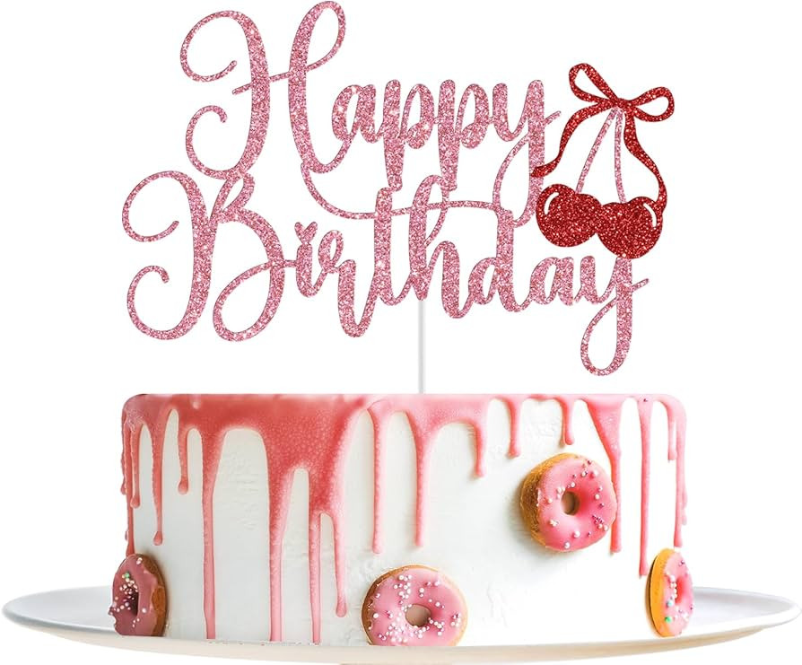 Cherry Happy Birthday Cake Topper, Bow Cherry Birthday Cake Decorations, Cherry Sweet One, Sweet ... | Amazon (US)