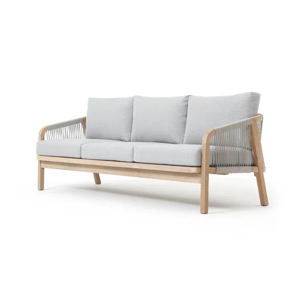 80 “W Outdoor Acacia Wood Woven Sofa With Cushions | AllModern