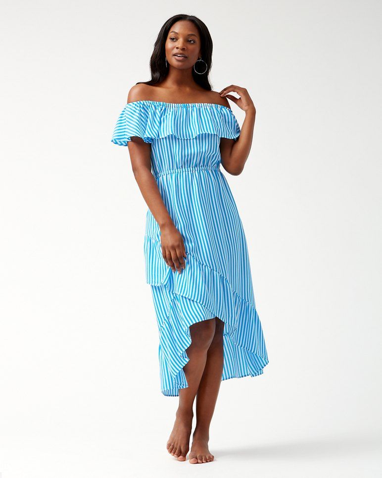 Palm Party Off-The-Shoulder Flounce Midi Dress | Tommy Bahama