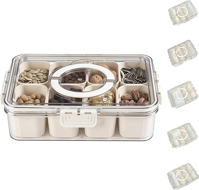 Bandesun Divided Serving Tray with Lid and Handle - Snackle Box Charcuterie Container for Portabl... | Amazon (US)