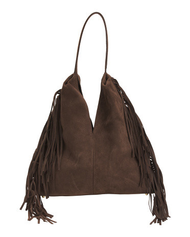 Made In Italy Suede Deep V Shoulder Bag | TJ Maxx