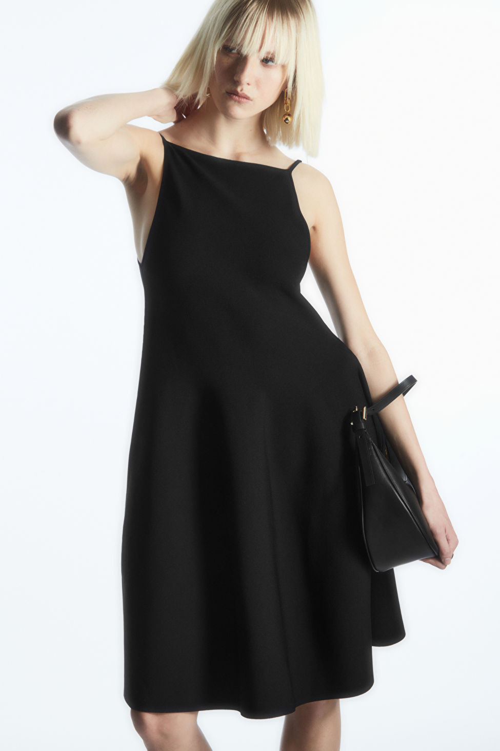 SQUARE-NECK KNITTED MINI DRESS - BLACK - COS | COS UK