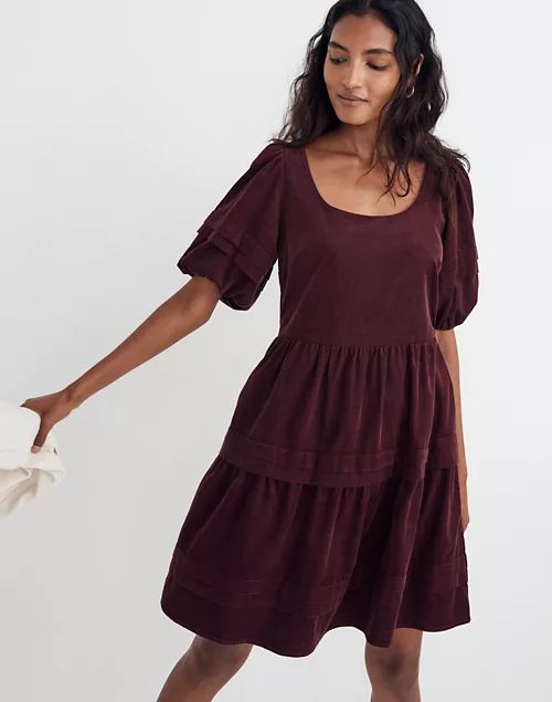 Corduroy Tiered Mini Dress | Madewell