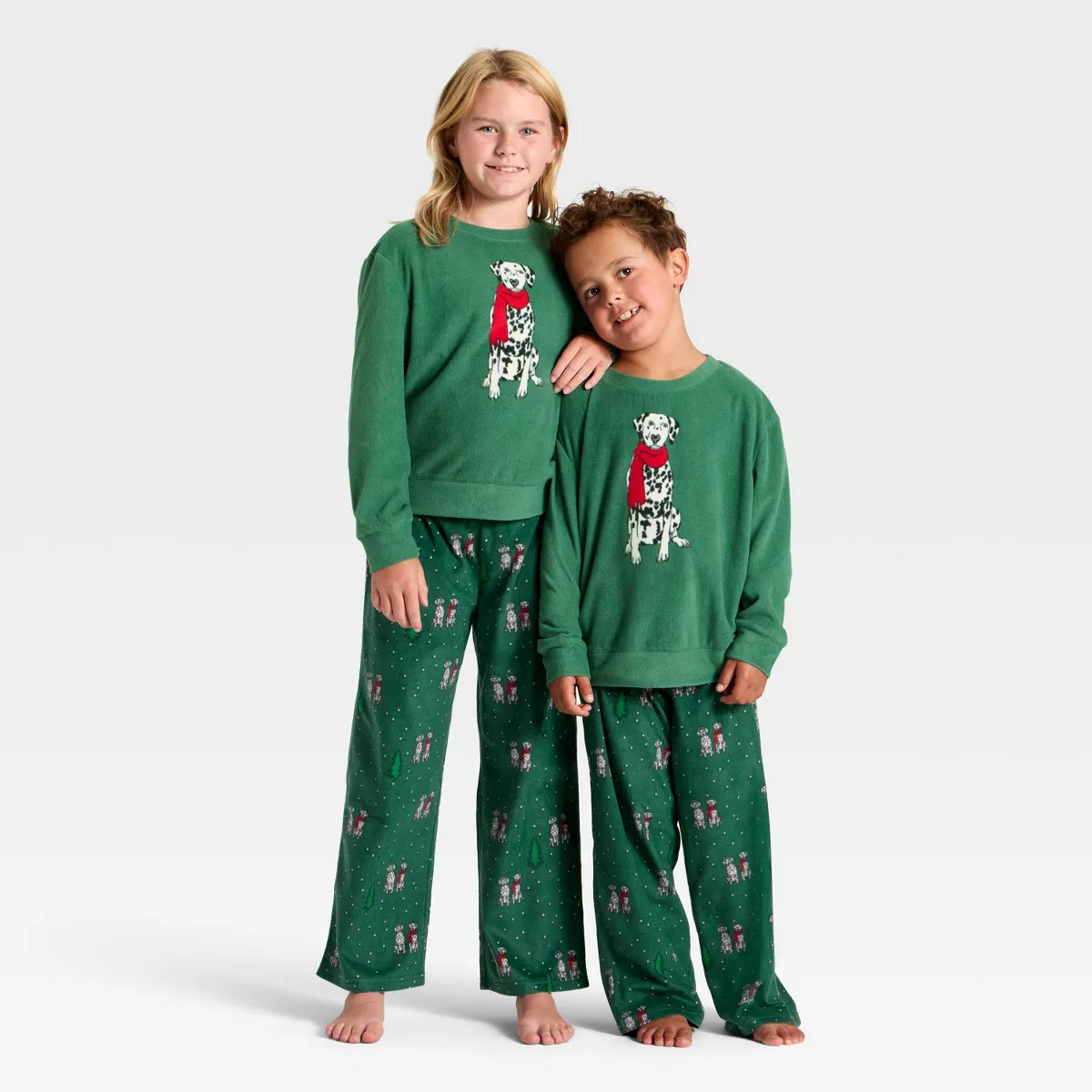 Kids' Dalmatian Microfleece Holiday Matching Family Pajama Pants - Wondershop™ Green | Target