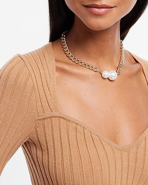 Linked Pearl Pendant Necklace | Express