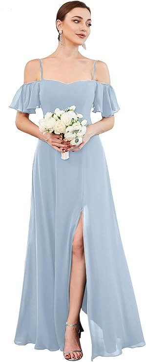 Ever-Pretty Women's Off Shoulder Short Sleeve Split A-Line Floor Length Bridesmaid Dresses 00237 | Amazon (US)