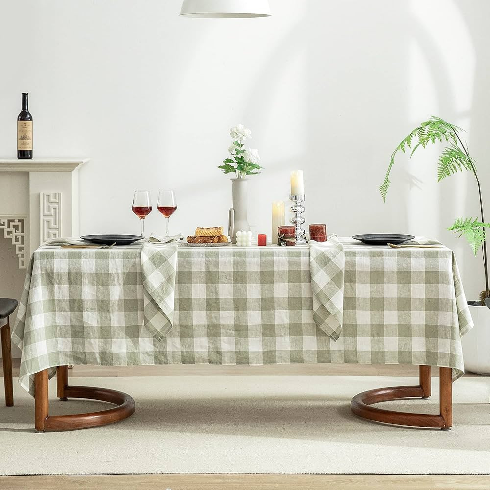 EVERLY 100% Yarn-Dyed Linen Rectangle Tablecloths 60x108Inches for Dining,Buffet Parties,Picnic,E... | Amazon (US)