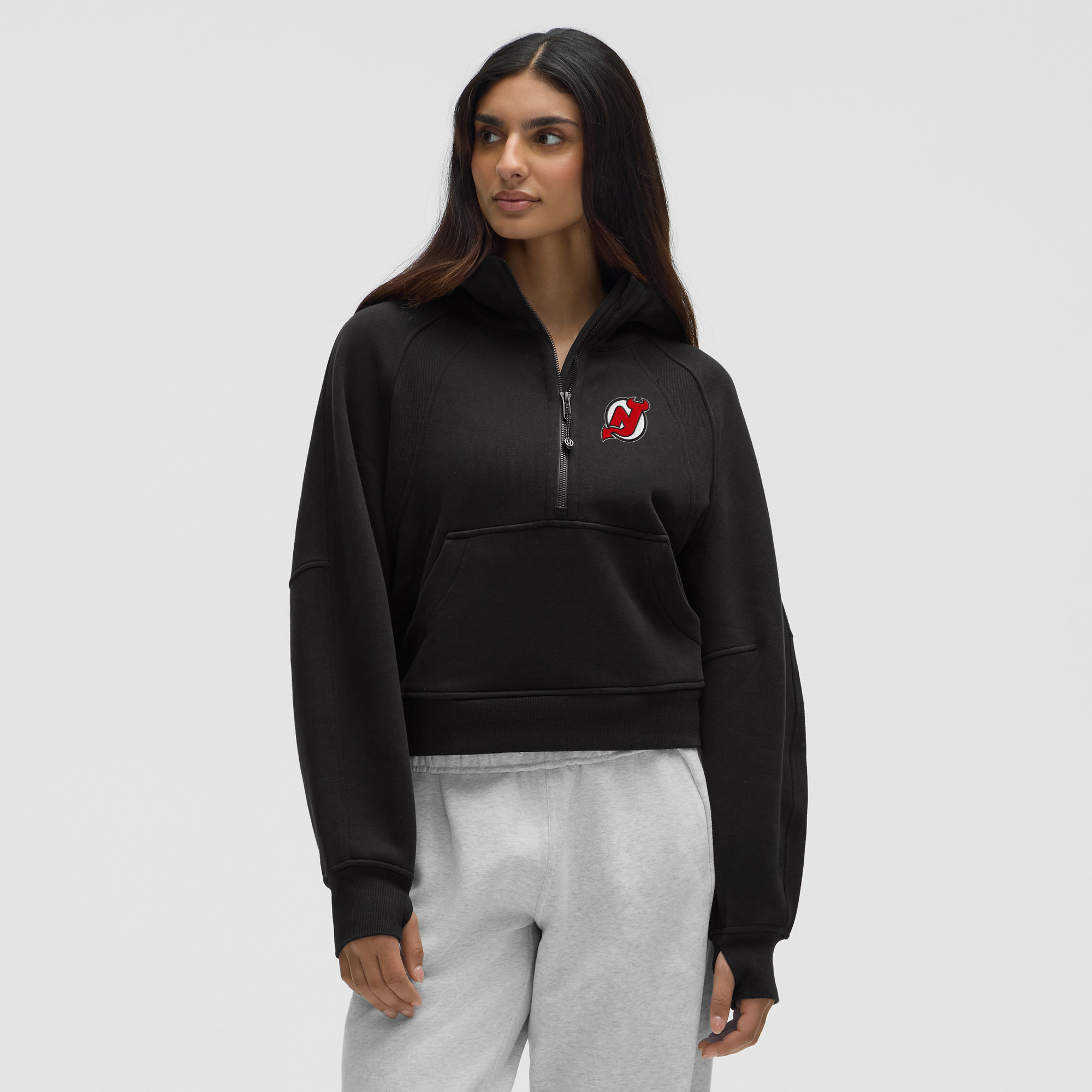 Women's lululemon Black New Jersey Devils Scuba Oversized Half-Zip Hoodie | Fanatics