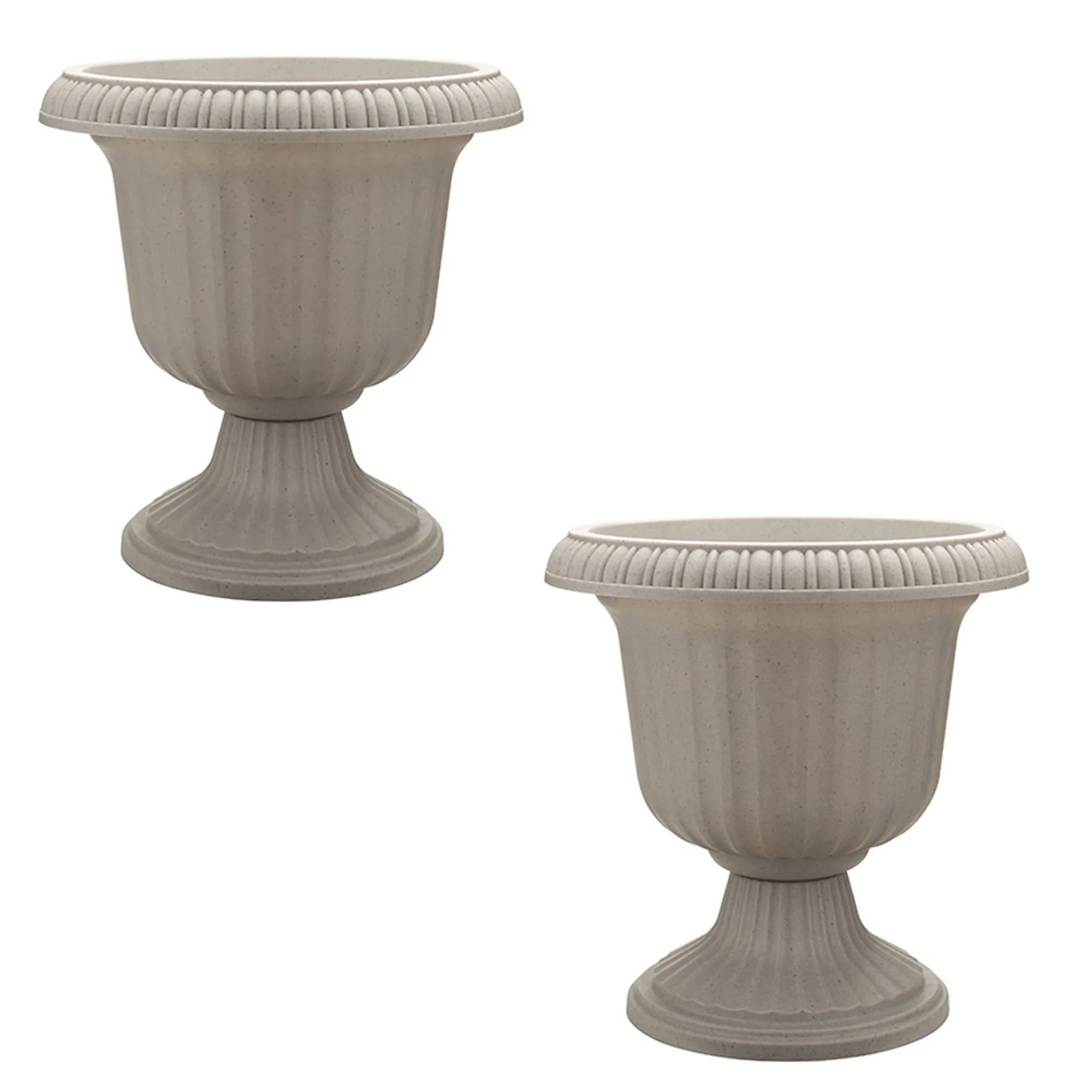 Southern Patio 14" Outdoor Lightweight Resin Utopian Urn Planter, Stone (2 Pack) | Walmart (US)