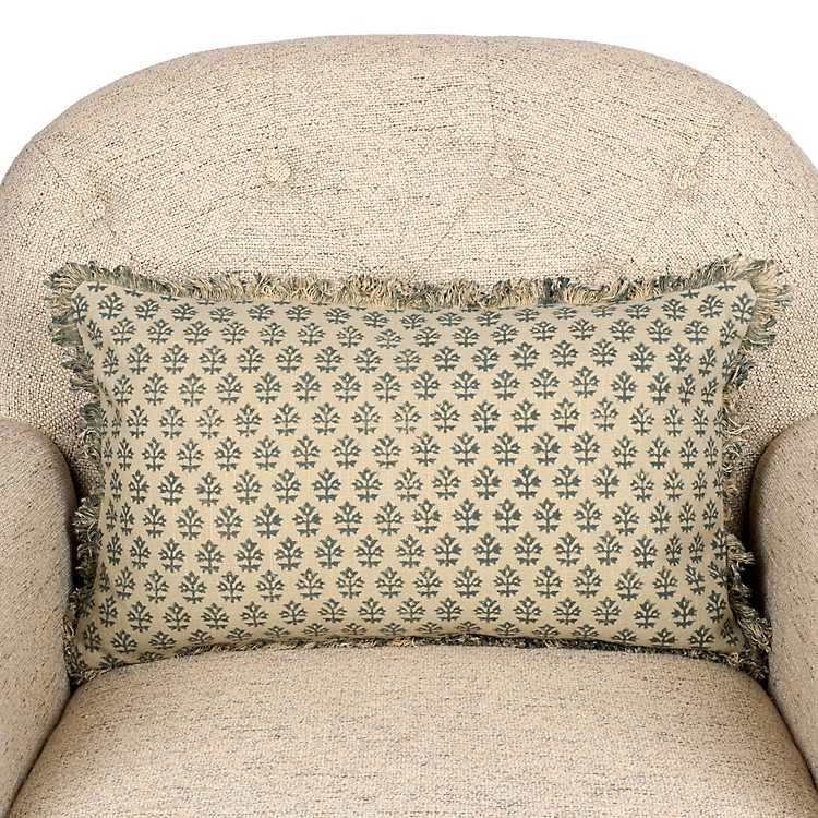 New! Sage Floral Fringe Lumbar Pillow | Kirklands