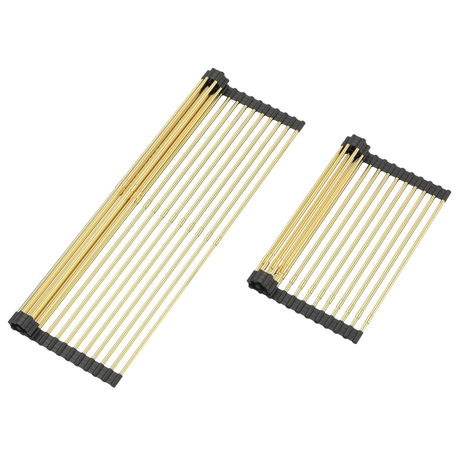Large Telescopic Draining Rack, Gold Roll Up Heat-Resistant Dish Drainer for Stainless Steel Sink... | Amazon (US)