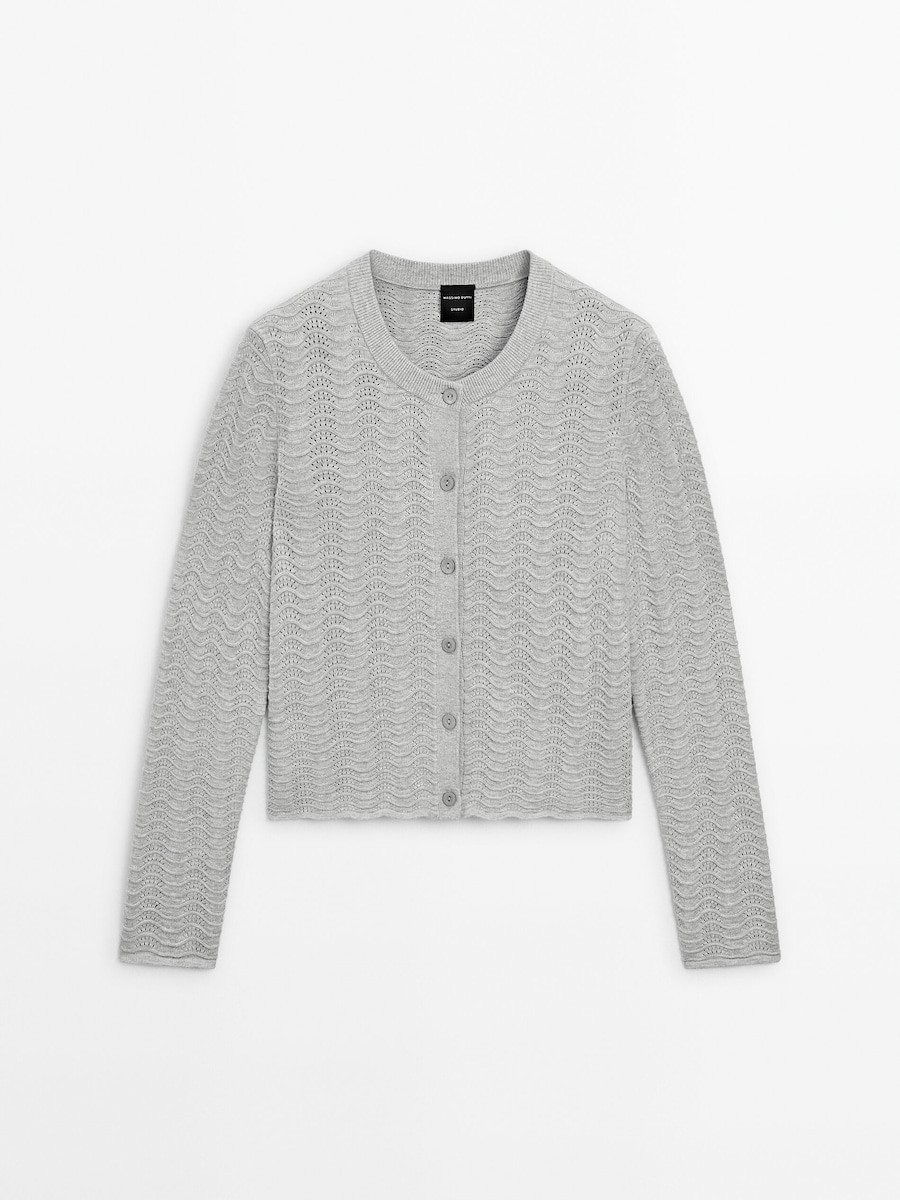 Wavy knit cardigan - Studio | Massimo Dutti UK