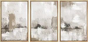 SIGNFORD Framed Canvas Print Wall Art Set Pastel Grunge Paint Stroke Collage Abstract Shapes Illu... | Amazon (US)