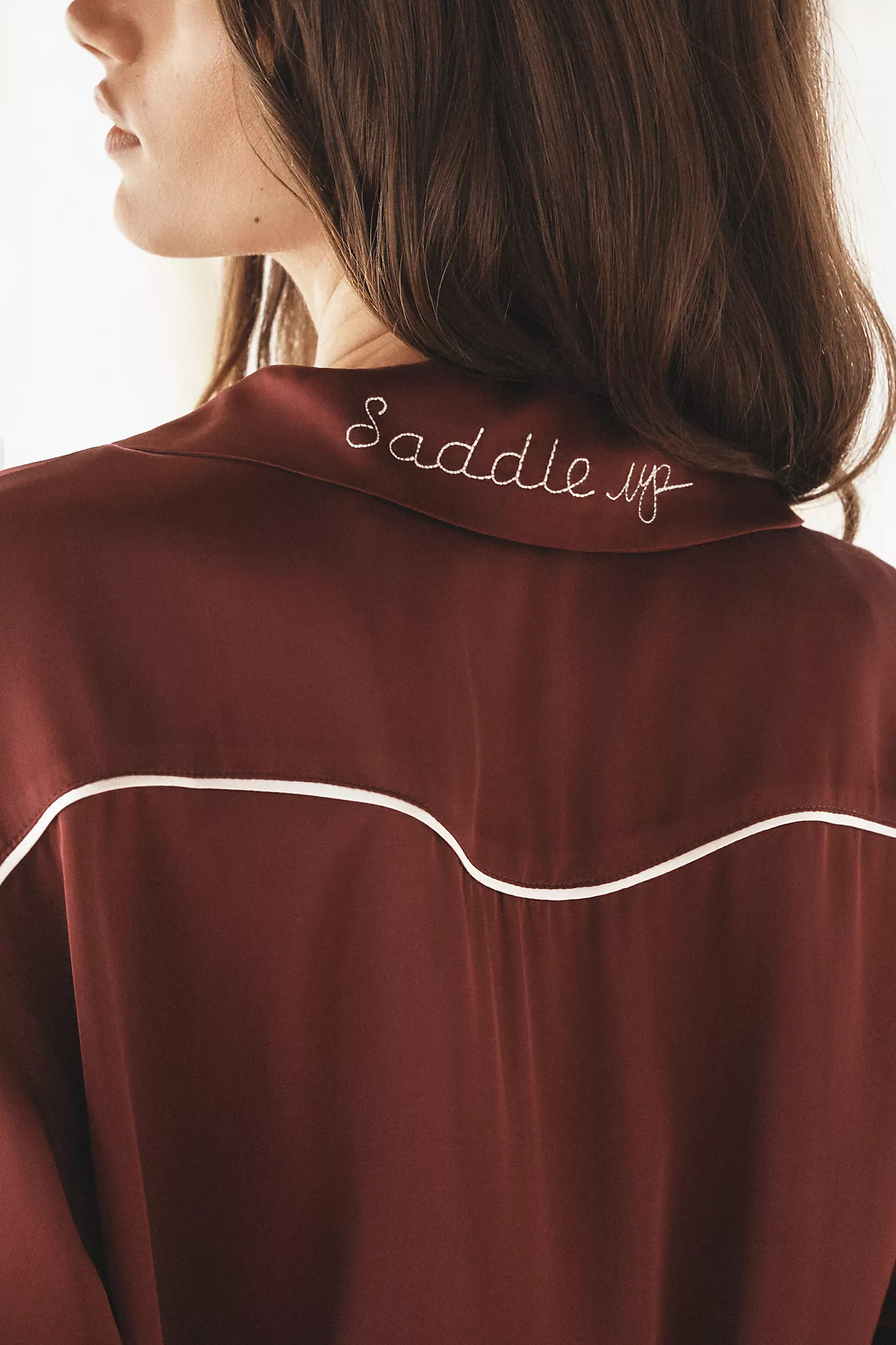 By Anthropologie Silky Western Pajama Top | Anthropologie (US)