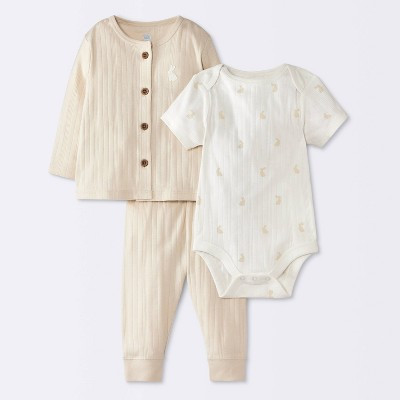 Baby 3pc Bunnies Top & Bottom Set - Cloud Island™ Cream 24M | Target