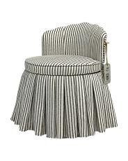 22X28 Striped Swivel Vanity Chair With Storage And Pleated Skirt, Polyester | TJ Maxx