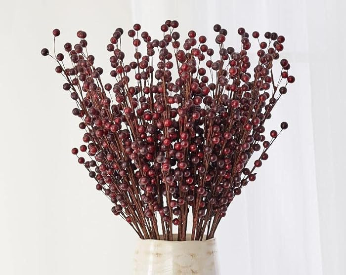 Factory Direct Craft Pack of 24 Dark Burgundy Artificial Berry Stems | 17" Burgundy Berries Wire ... | Amazon (US)
