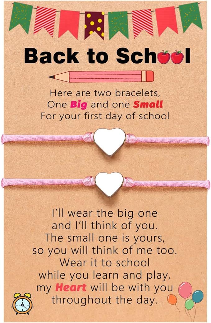 UNGENT THEM Back to School Mother Daughter Bracelets Matcing Heart Charm Wish Bracelets First day... | Amazon (US)