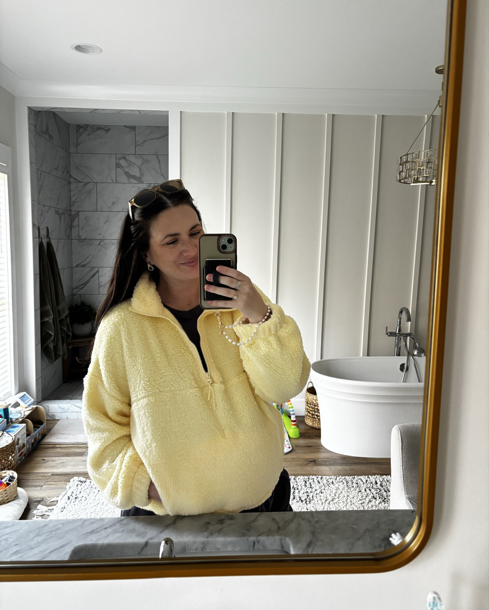 Soft plush pullover with drawstring waist to cinch. 8 months pregnant and went up 1 size. Fits slightly oversized. 

#LTKSaleAlert #LTKootd #LTKGiftGuide