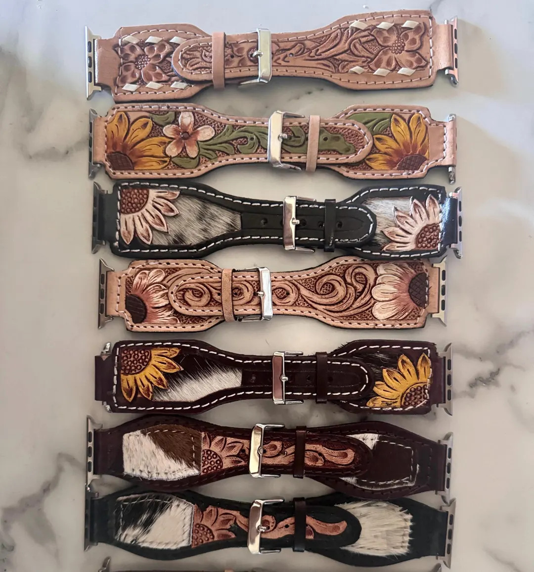 Tooled Leather Apple Smart Watch Bands - Etsy | Etsy (US)