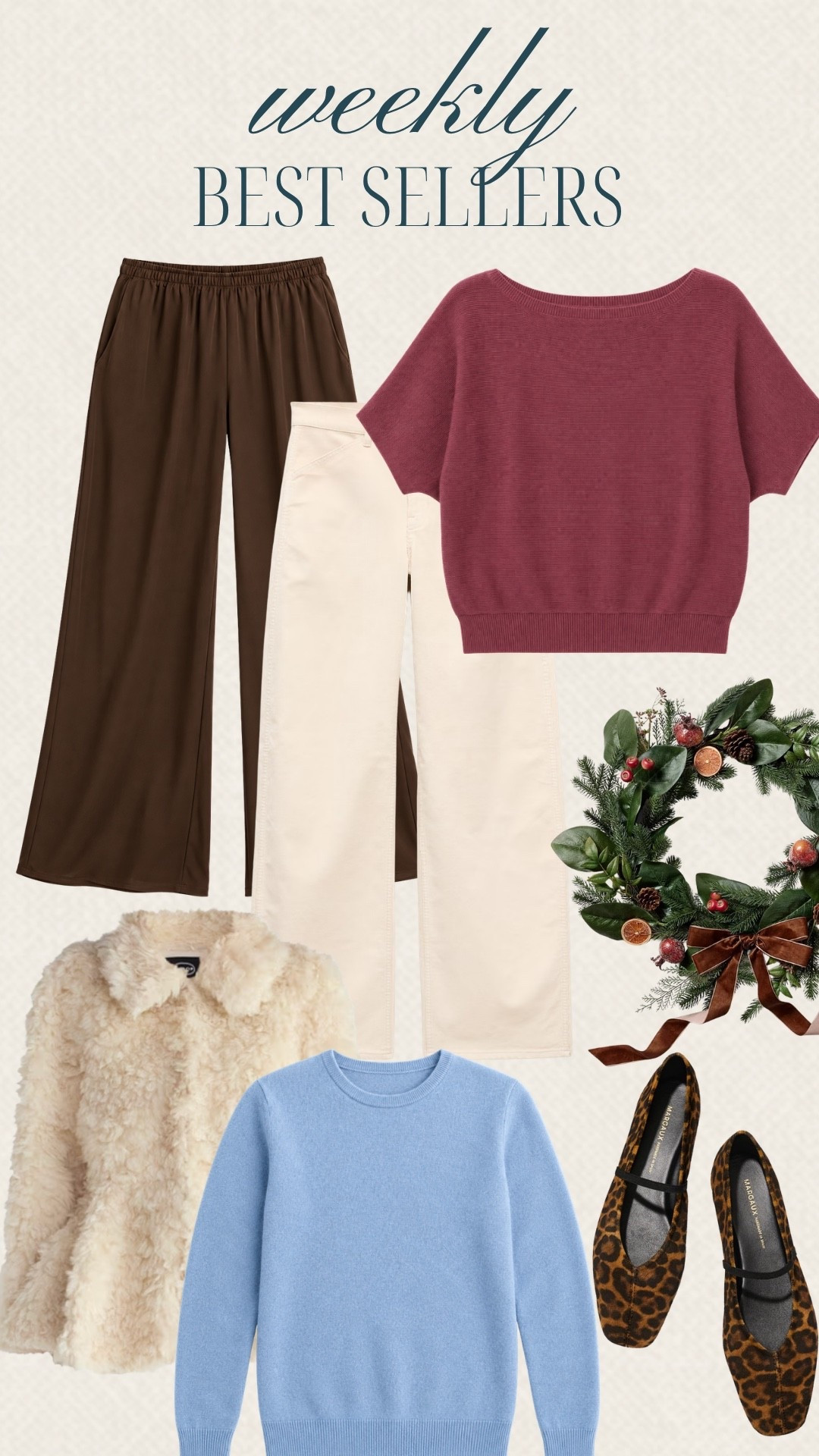 Weekly best sellers are here! This week was mostly fall fashion with cozy layers, a fun fur coat, and the cutest Mary Jane flats making the list. We’re even sneaking a little Christmas in already with a holiday wreath that was clearly too good to wait on.
