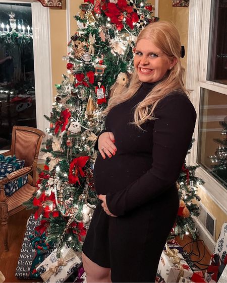 Long sleeve turtleneck black sweater maternity dress. I also bought this one in green. Love it so much! On sale right now! Usually $39.99 on sale for $17.99! 

#LTKfindsunder50 #LTKworkwear #LTKbump