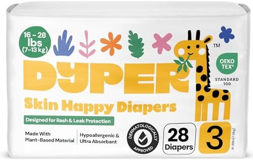 DYPER - Baby Diapers Size 3 (28 Count) - Plant Based Disposable Diapers for Day and Overnight Pre... | Amazon (US)