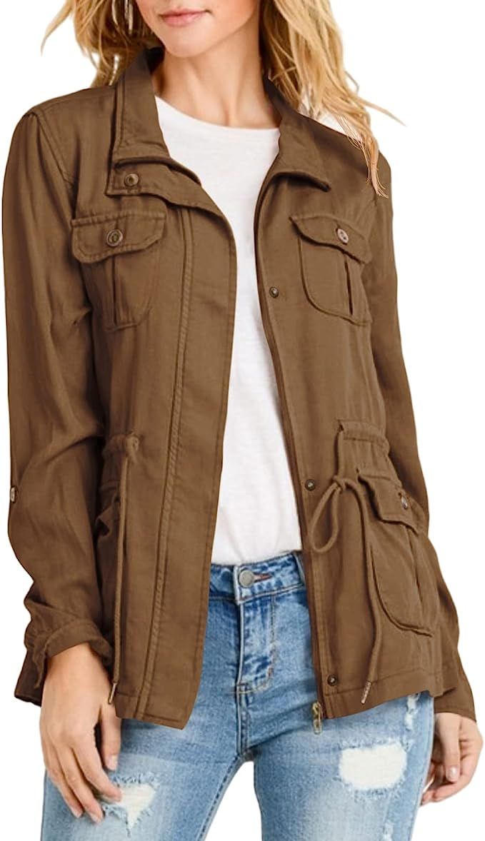 Womens Military Anorak Sleeveless Vest Safari Utility Zip Up Lightweight Hoodies Jacket with Pock... | Amazon (US)
