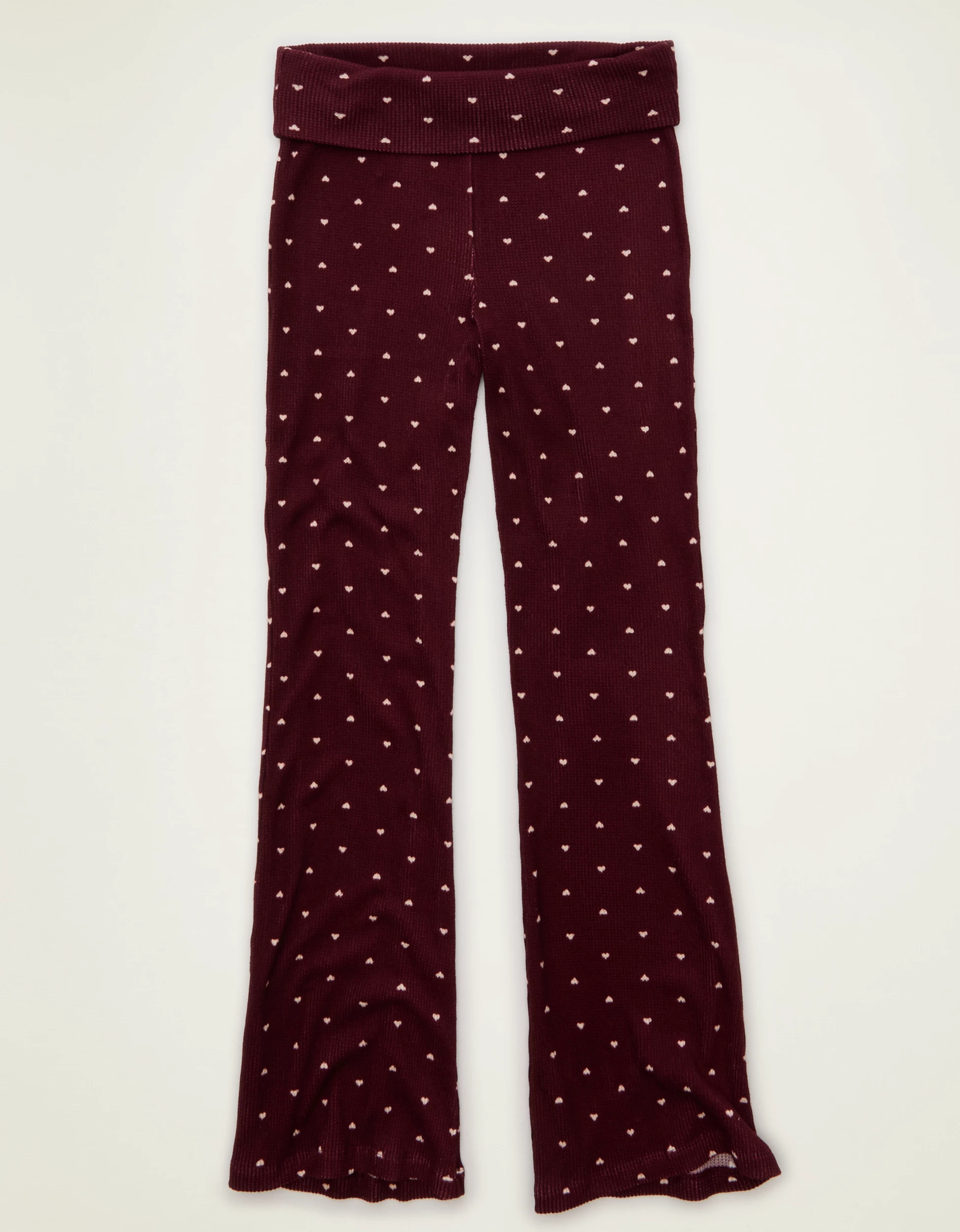 AE Luxe Plush Waffle Foldover Flare Pant | American Eagle Outfitters (US & CA)