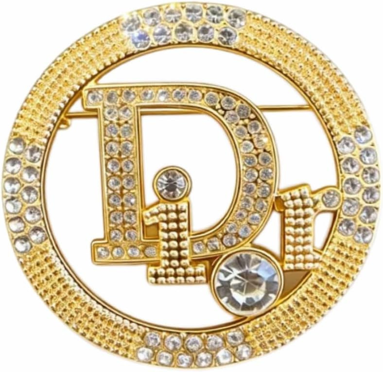 Gold Tone Hollow Round Rhinestone Decor Brooch, Sparkly Crystal Geometric Ornament Lapel Pin Vintage Fashion Accessory for Coat Scarf Shawl Dress | Amazon (US)