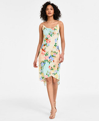 Women's Floral Print Cowl Neck Sleeveless Sheath Dress | Macy's