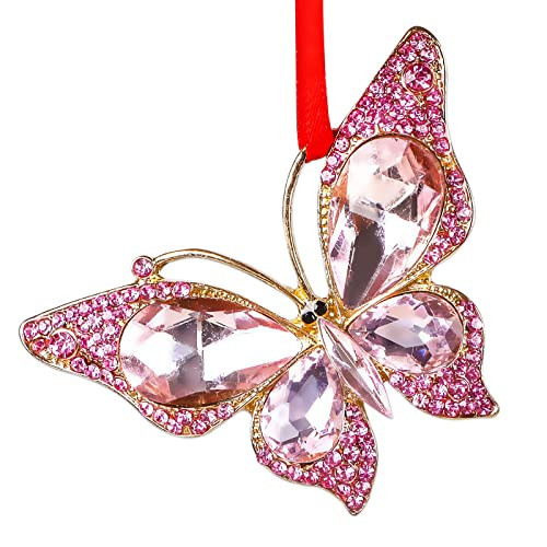 WaaHome Metal Butterfly Christmas Ornaments 2025 Pink Butterfly Keepsake Christmas Tree Ornaments, Monarch Butterfly Christmas Ornaments Decorations Gifts for Women Girls Mom Sisters | Amazon (US)