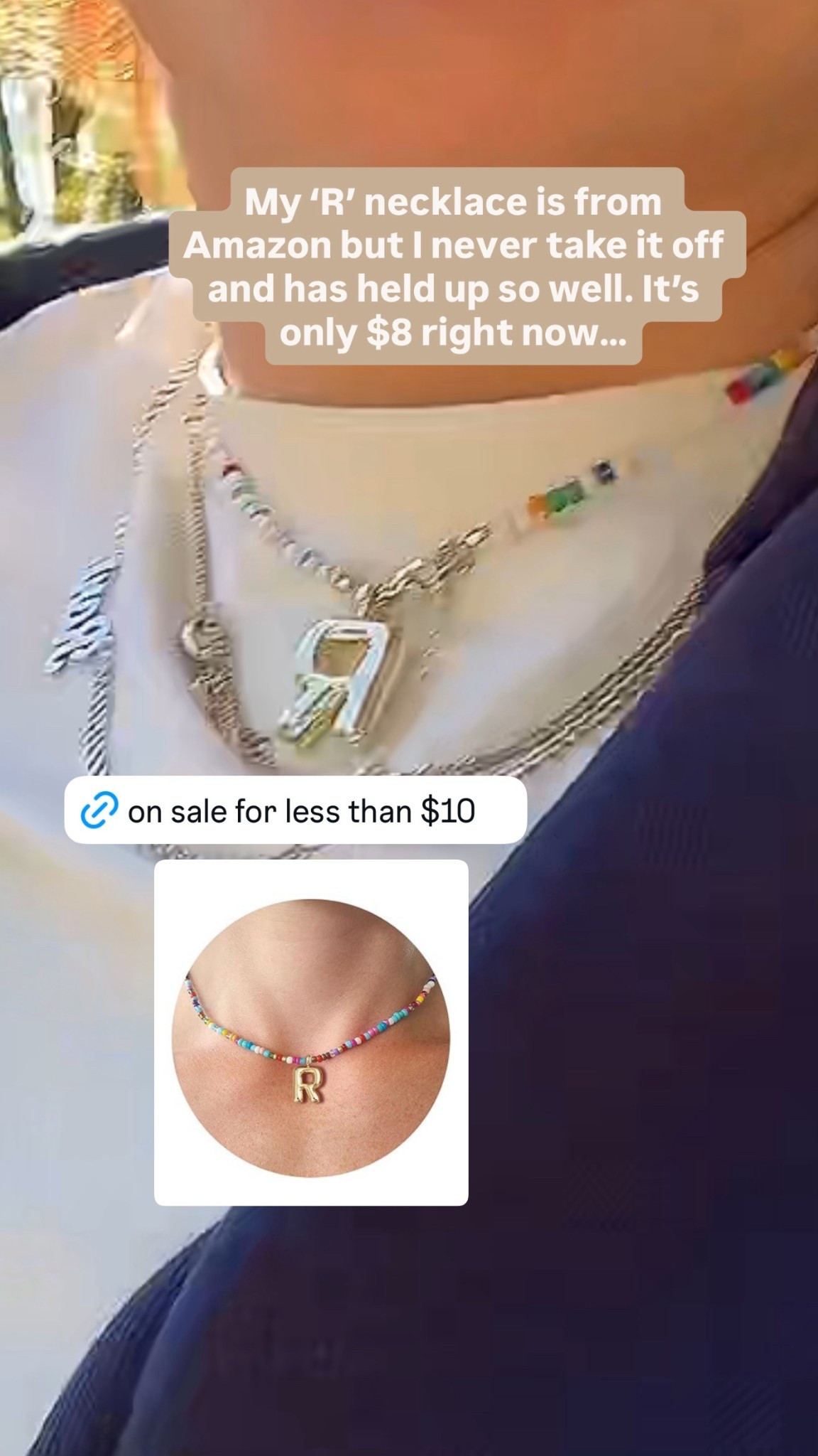 This necklace is under $10 and I wear it every day - I never take it off. I’ve had it for over 2 months including in the shower and it’s still perfect. GET IT! #necklace #affordablejewelry #trendy #giftidea 

#LTKFindsUnder50 #LTKStyleTip