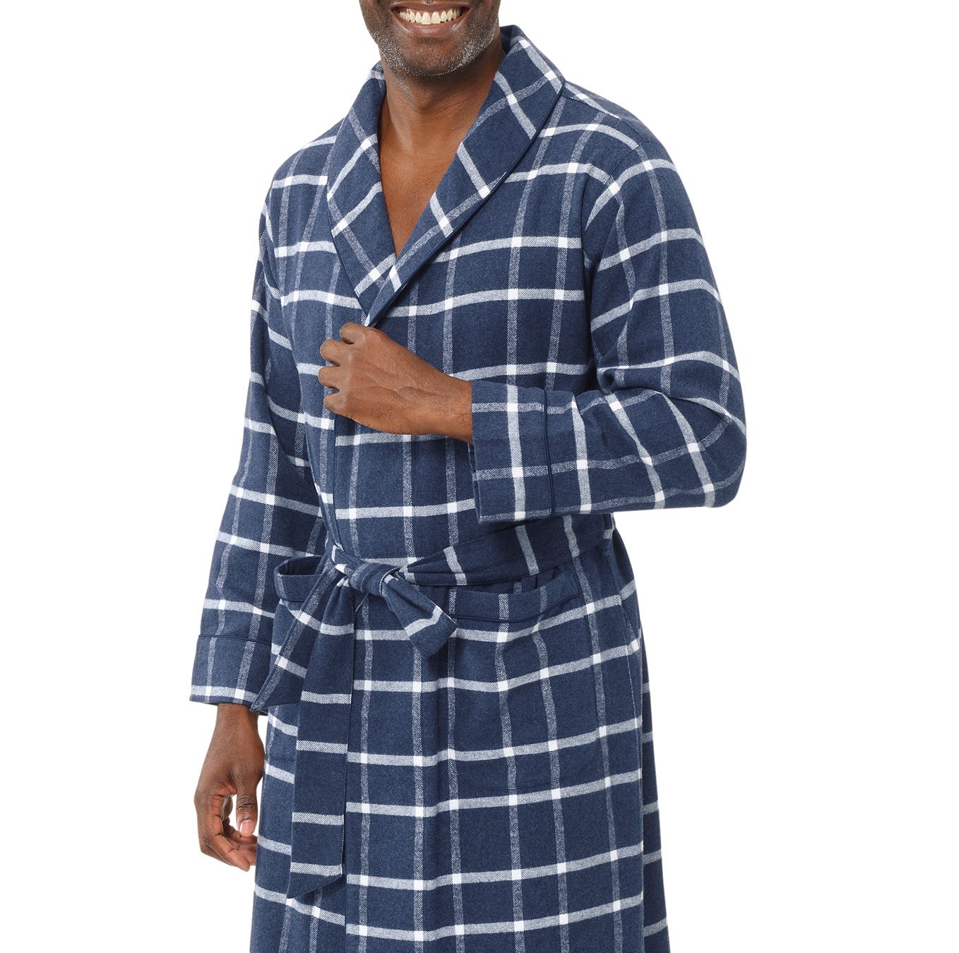 Men's Double Windowpane Flannel Robe | Boll & Branch