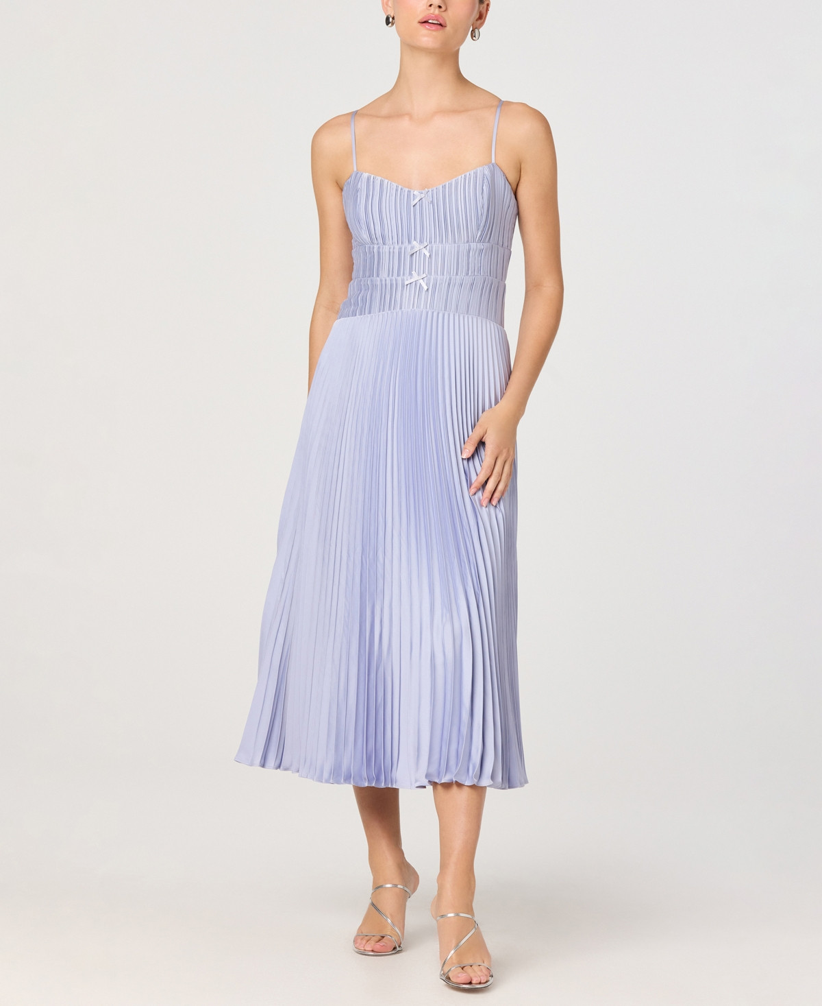 Astr the Label Women's Sweetheart Neck Pleated A-Line Midi Dress - Powder Blue | Macy's