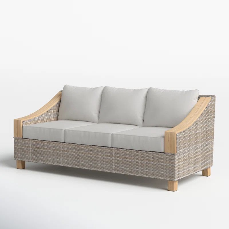 Carlton 78'' Wicker Outdoor Sofa with Sunbrella Cushions | Wayfair North America
